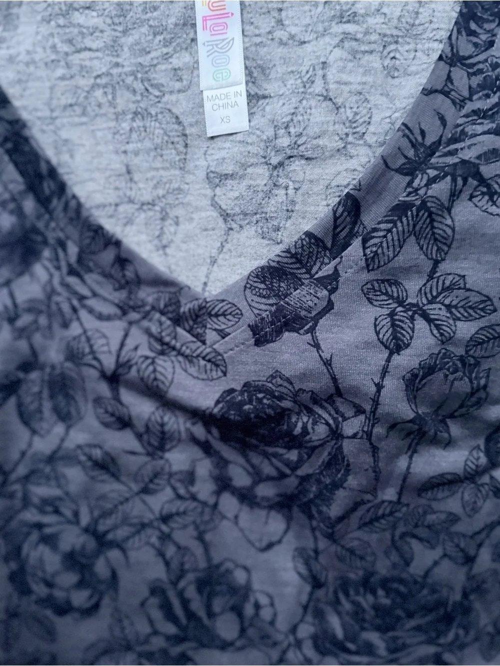 LuLaRoe XS Gray Floral V-Neck Camisole